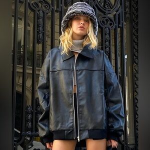Princess Polly Black Faux Leather Zip-Front Jacket